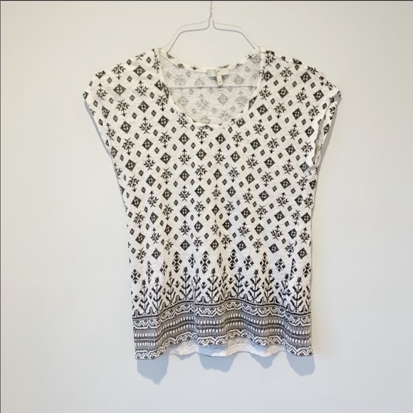 Joie Nasa Linen Short Sleeve Tee Shirt Black White - Picture 4 of 13